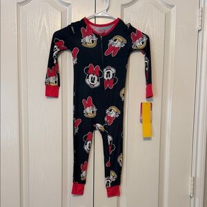 Disney Kids One Piece Pajama - Black and Red Minnie and Daisy Size 3T New